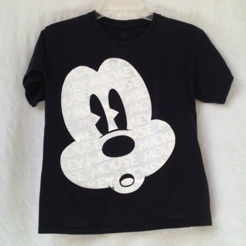 Disney Parks Mickey Mouse Top Womens Medium Black Goth Halloween Short Sleeves